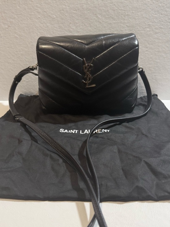 Saint Laurent Handbags - Saint Laurent Black Toy Lou Lou QuiltedLeather Crossbody Bag w/ Silver Hardware